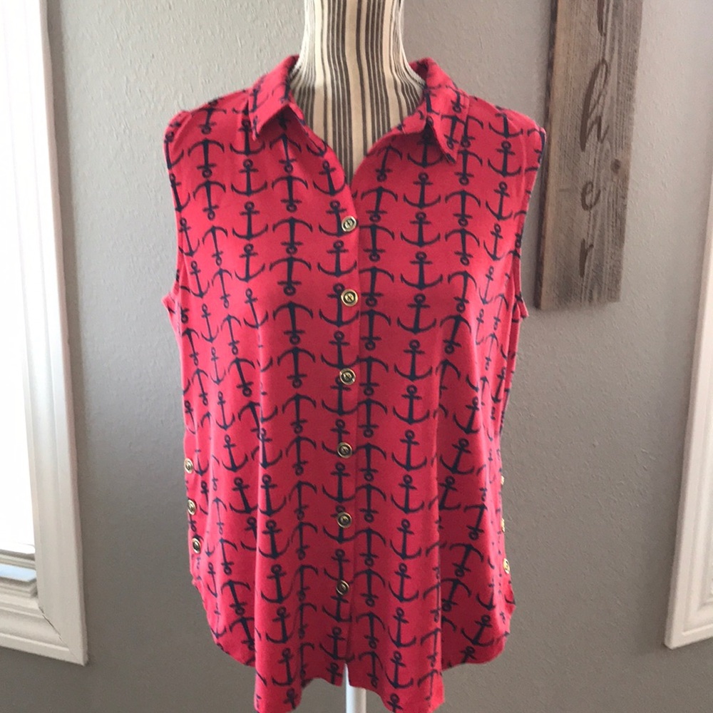 CAROLYN TAYLOR HIGH LOW NAUTICAL TOP SIZE L